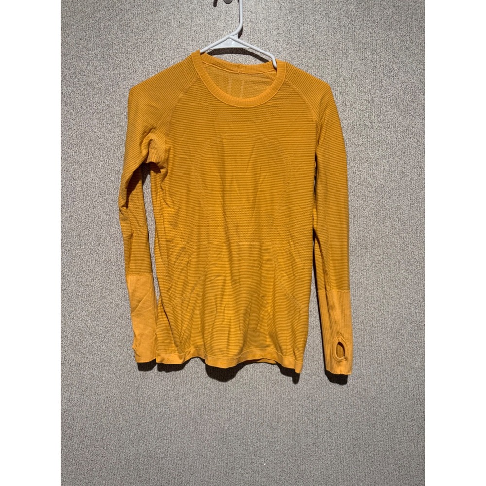 Lululemon Swiftly Tech Long‎ Sleeve Crew Yellow Orange Running Top Size 8
